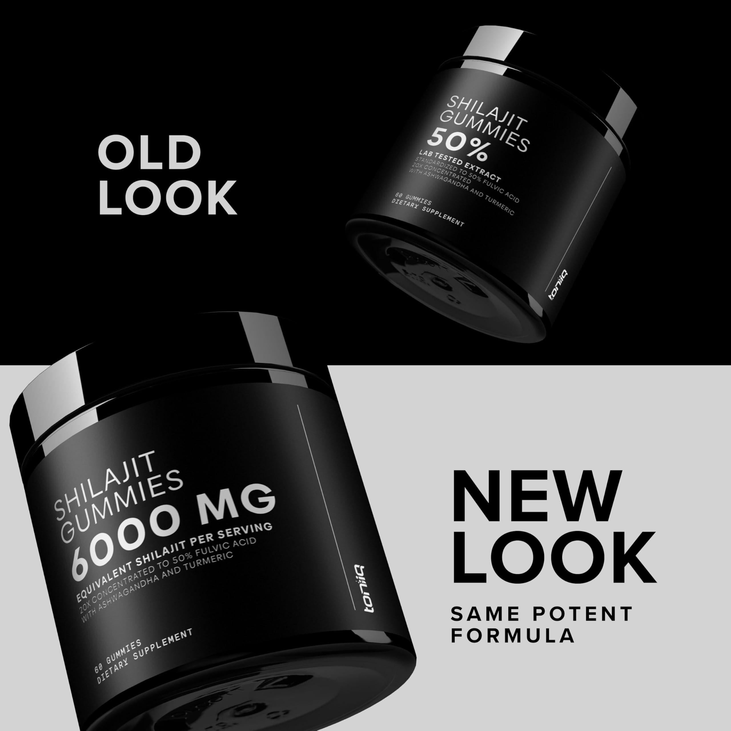 Toniiq Shilajit Gummies Ashwagandha Turmeric blend front supports focus and energy.