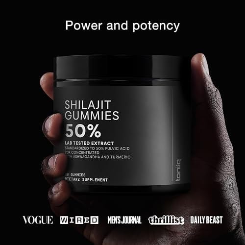Toniiq Shilajit Gummies packaging box emphasizes 60 gummies and 30 day supply.