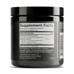 Toniiq spermidine capsules close-up for high potency daily use