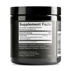 Toniiq St. John's Wort bottle back label—7:1 extract details for reliable potency