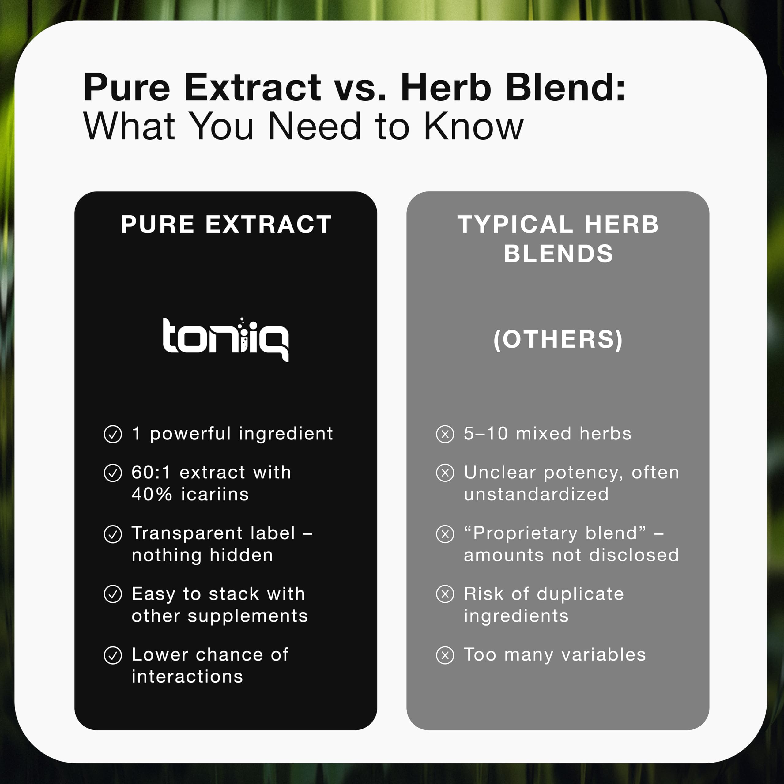 Toniiq third-party testing stamp on bottle for quality assurance.