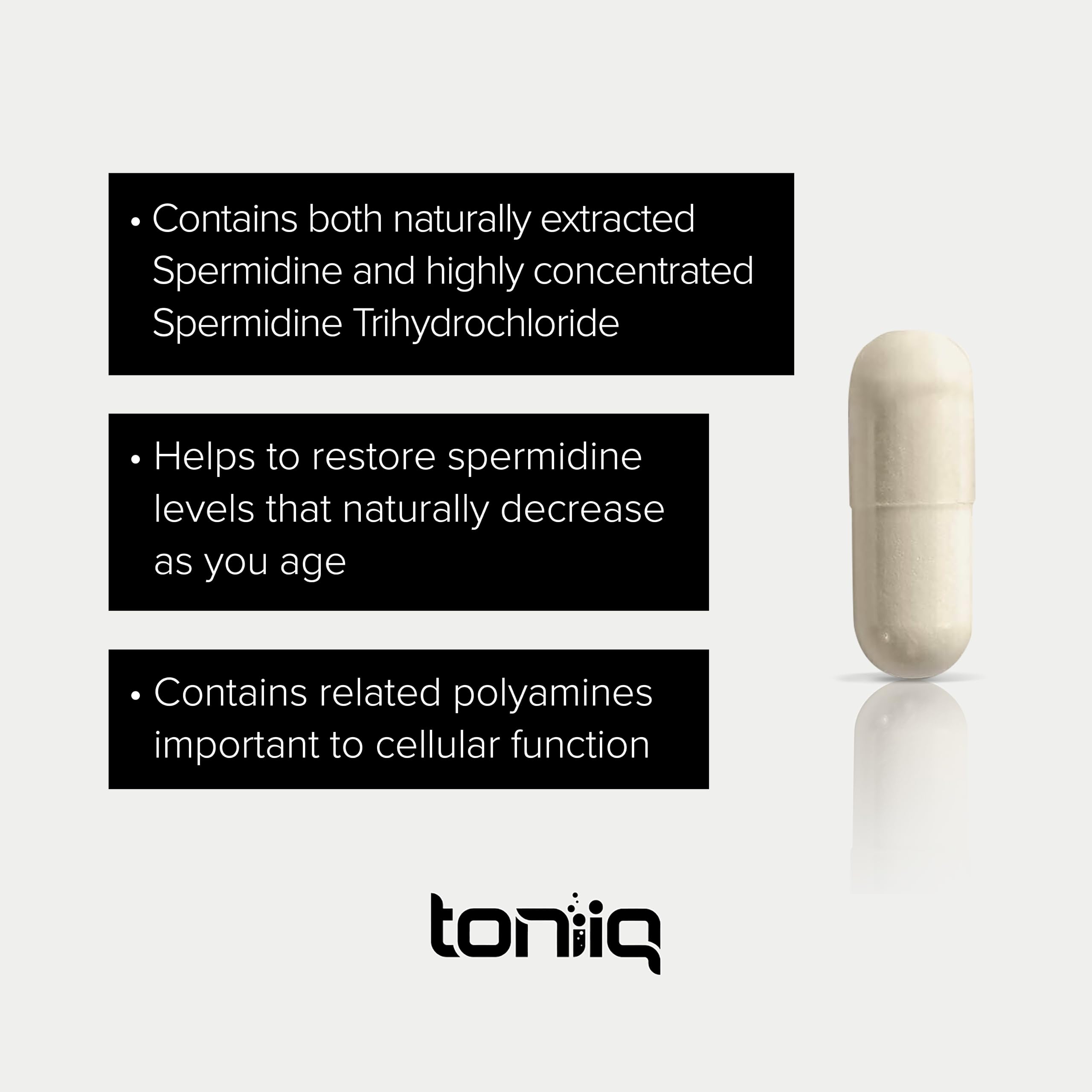 Toniiq trihydrochloride active form shows potent spermidine ingredients
