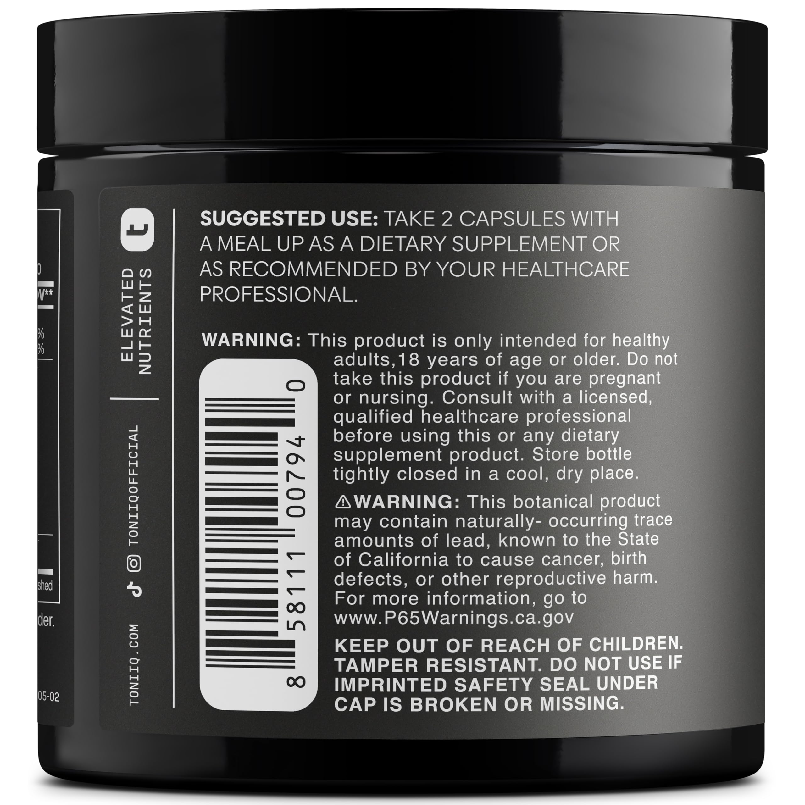 Toniiq Turkey Tail capsules close-up on full-spectrum fruiting bodies