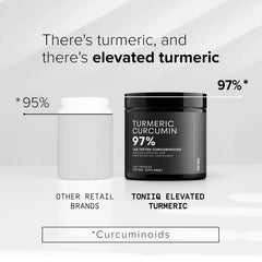 Toniiq Turmeric Curcumin capsules, 120-count package for daily use