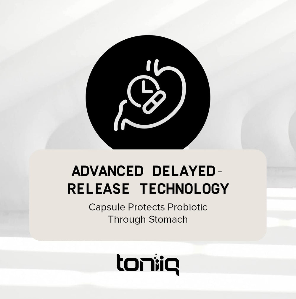 Toniiq vegan probiotic capsules reflect plant-based convenience.