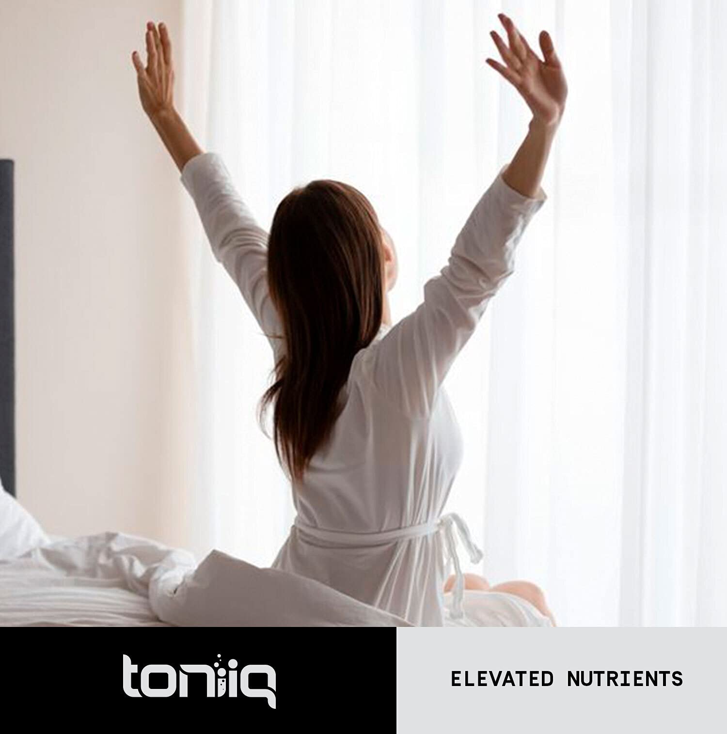 Toniiq veggie capsules visible inside bottle.