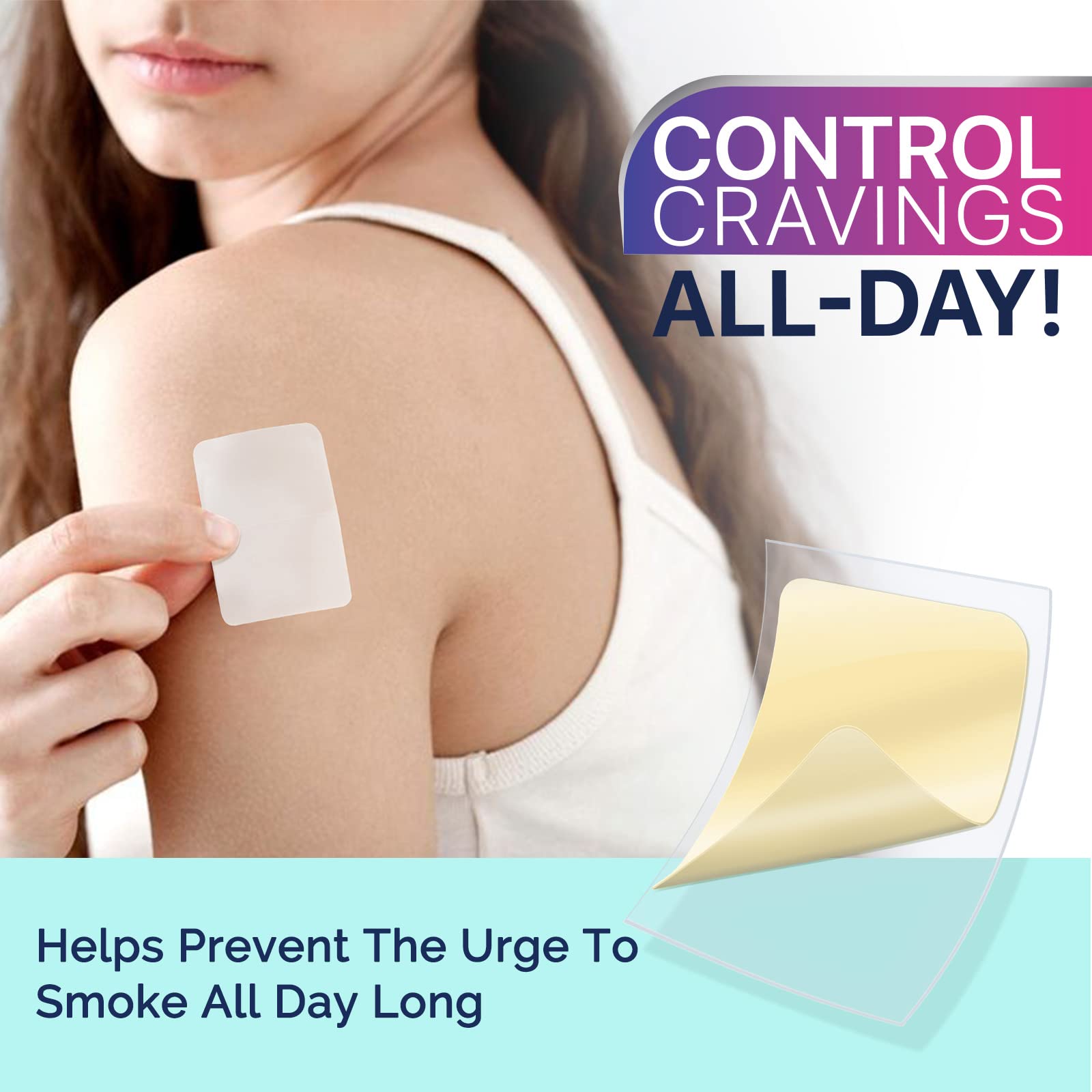 Tooffi nicotine patch on skin providing steady release for daytime calm