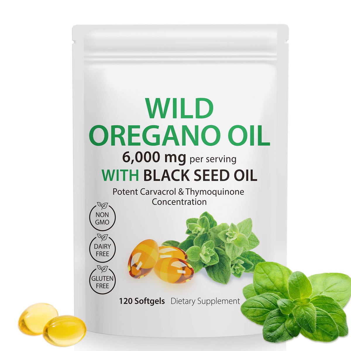Tooffi Oil of Oregano Softgels bottle closeup shows premium packaging for daily wellness