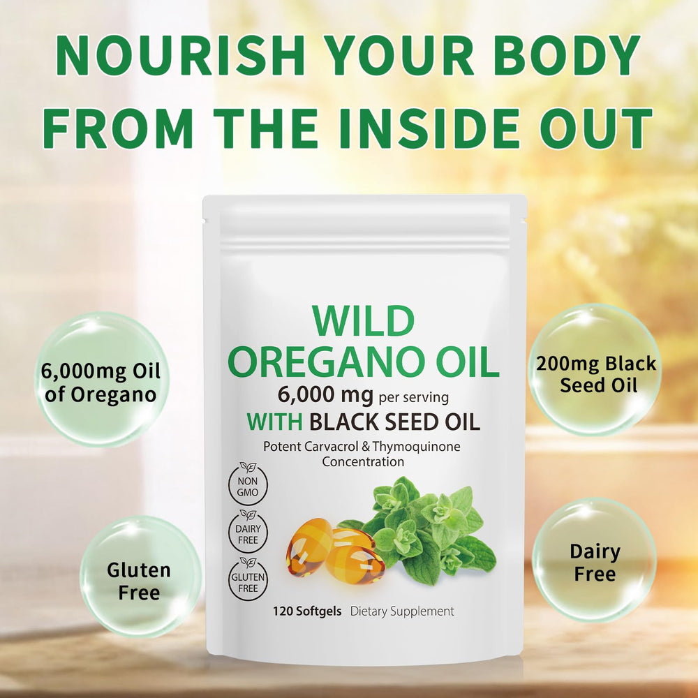 Tooffi Oil of Oregano Softgels daily dose demonstrates two capsules per day