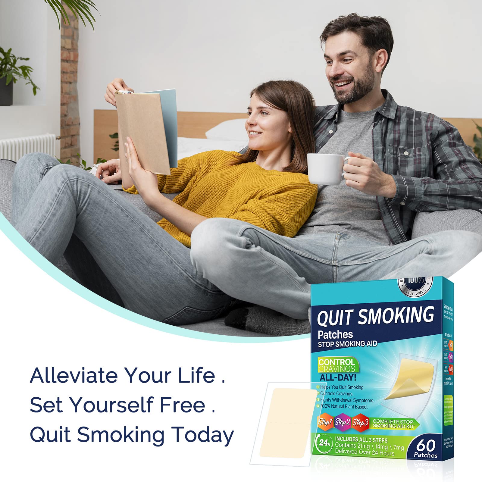 Tooffi Quit Smoking Patches Step 3 kit in use shows the routine