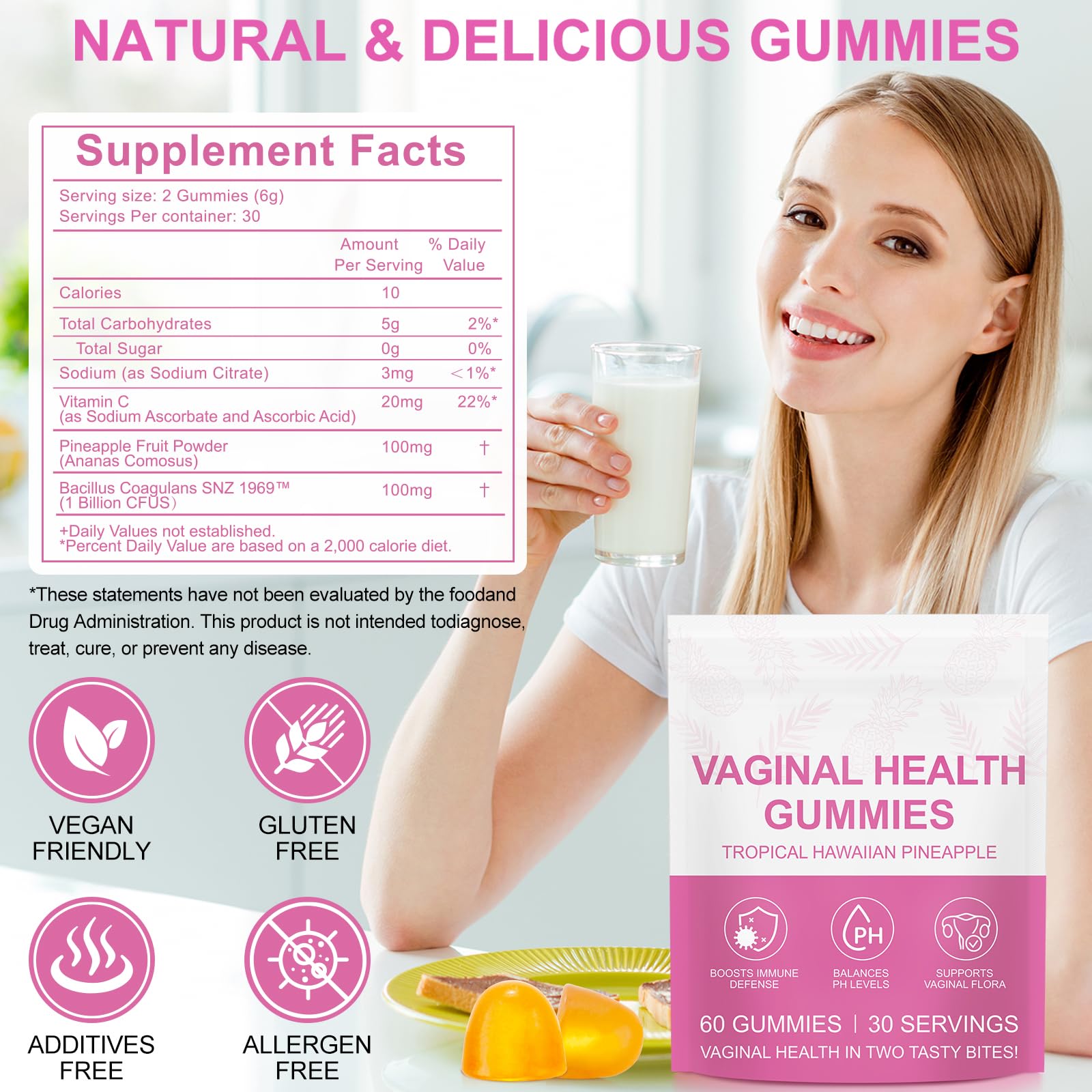 Tooffi vegan gummies with pineapple flavor highlight plant-based lifestyle.