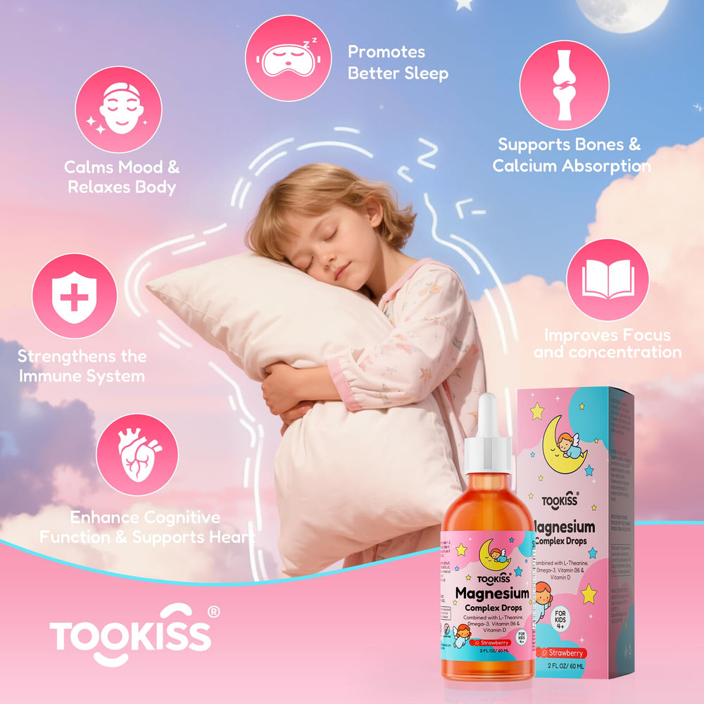 Tookiss berry-flavored liquid for kids, tasty daily routine booster.