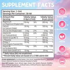 Tookiss magnesium drops dropper close-up, precise 1 ml dosing by age.