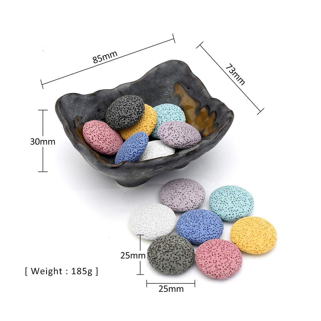 Top Plaza bowl dimensions illustrate compact ceramic warmer for desks.