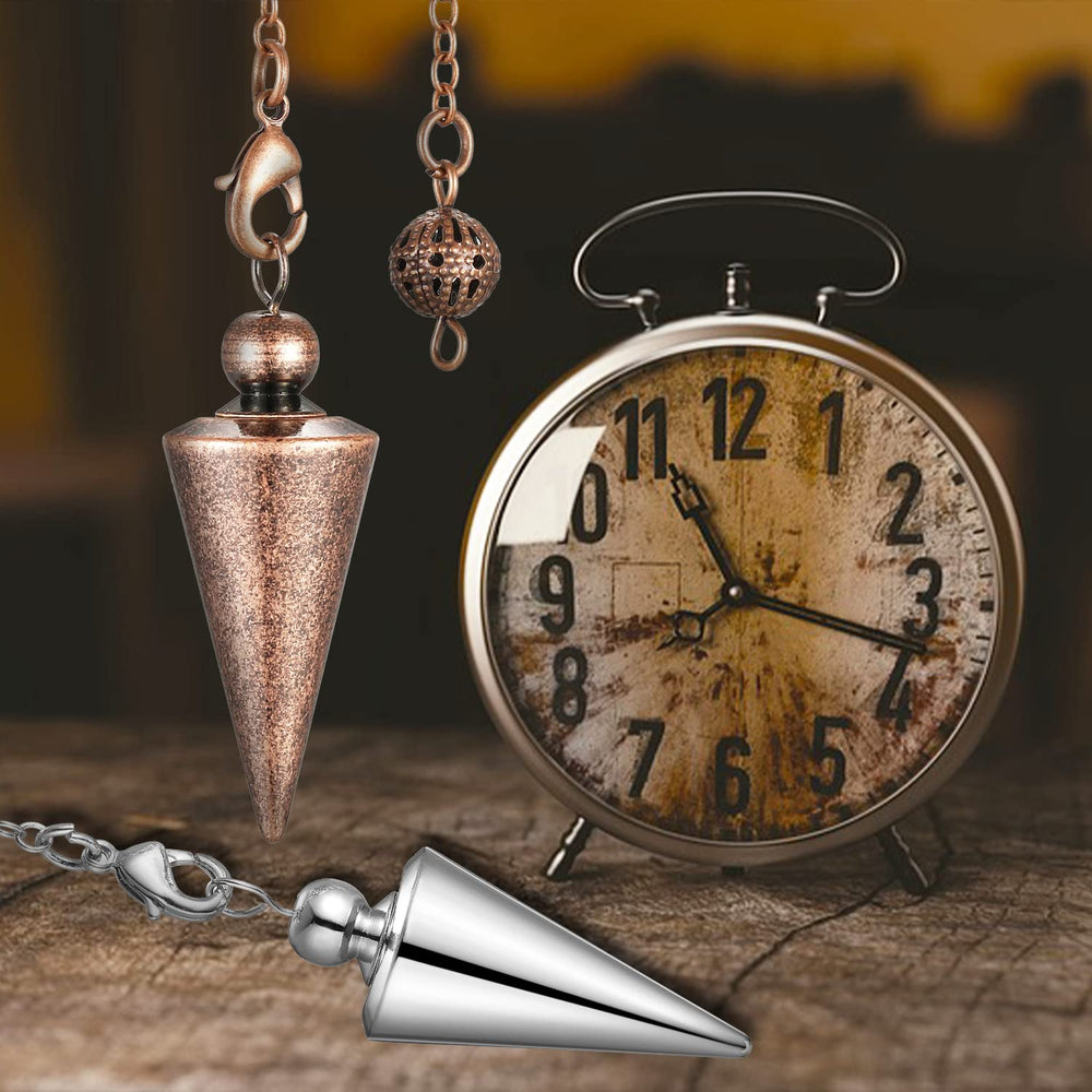 Top Plaza bronze copper pendulum cone view highlights the pointed design for dowsing.