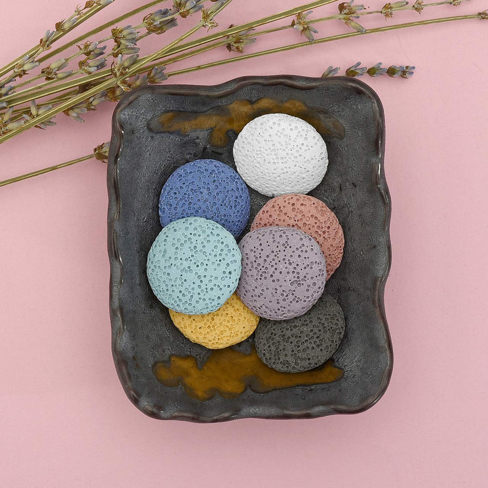 Top Plaza dyed lava stone beads show colorful natural texture for aromatherapy.