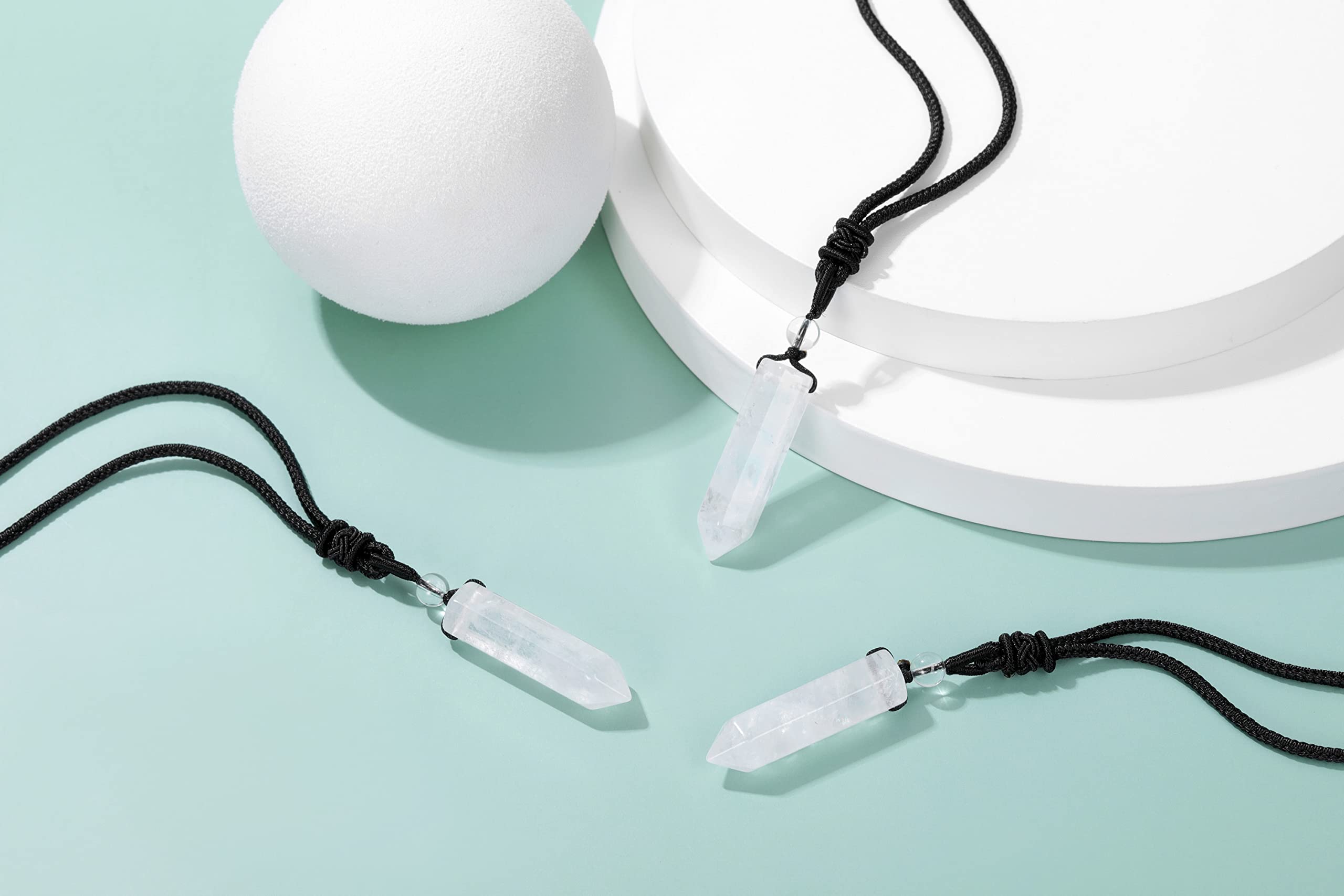 Top Plaza natural crystal pendant close-up showing clear facets