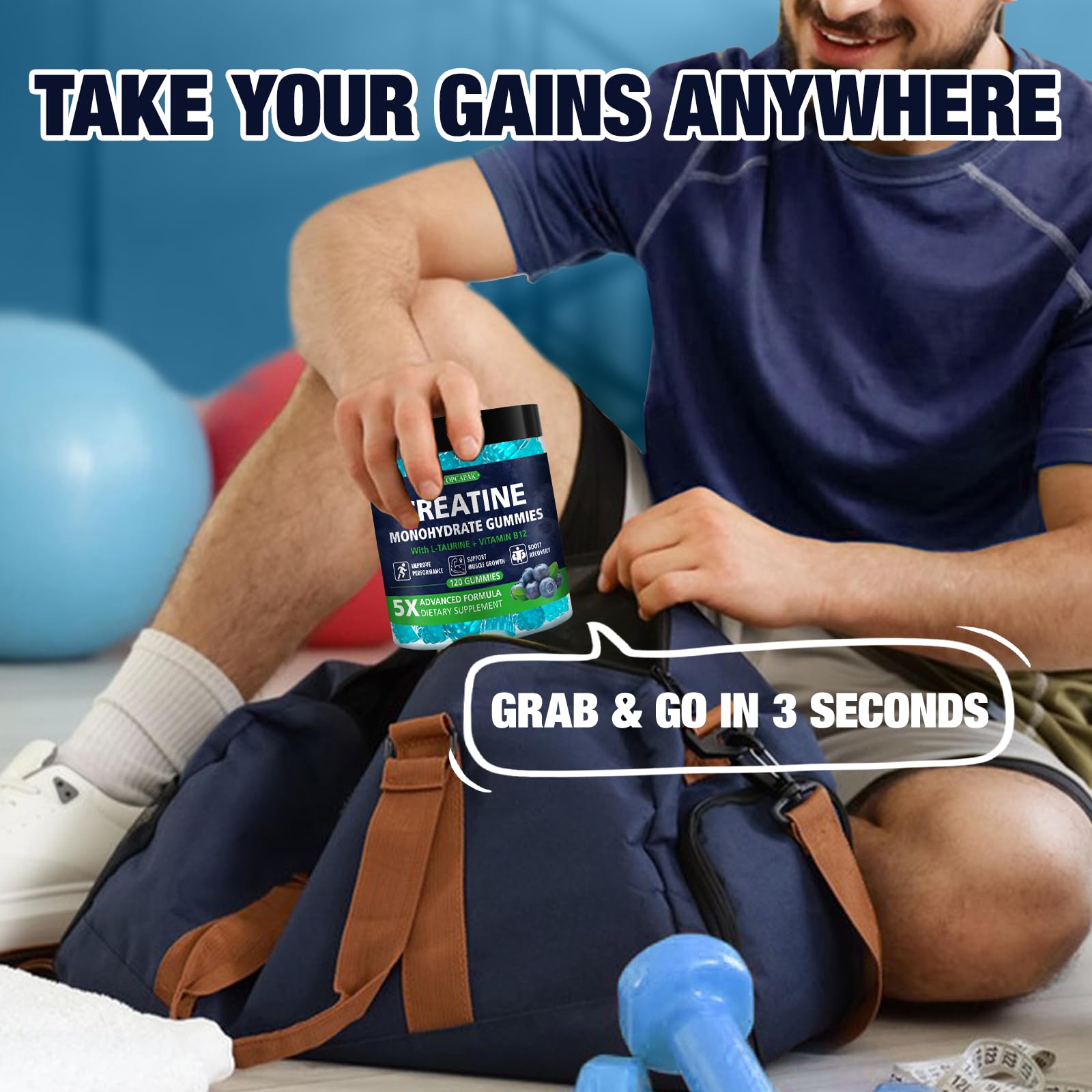 TOPCAPAK Creatine Gummies for fitness enthusiasts on training days