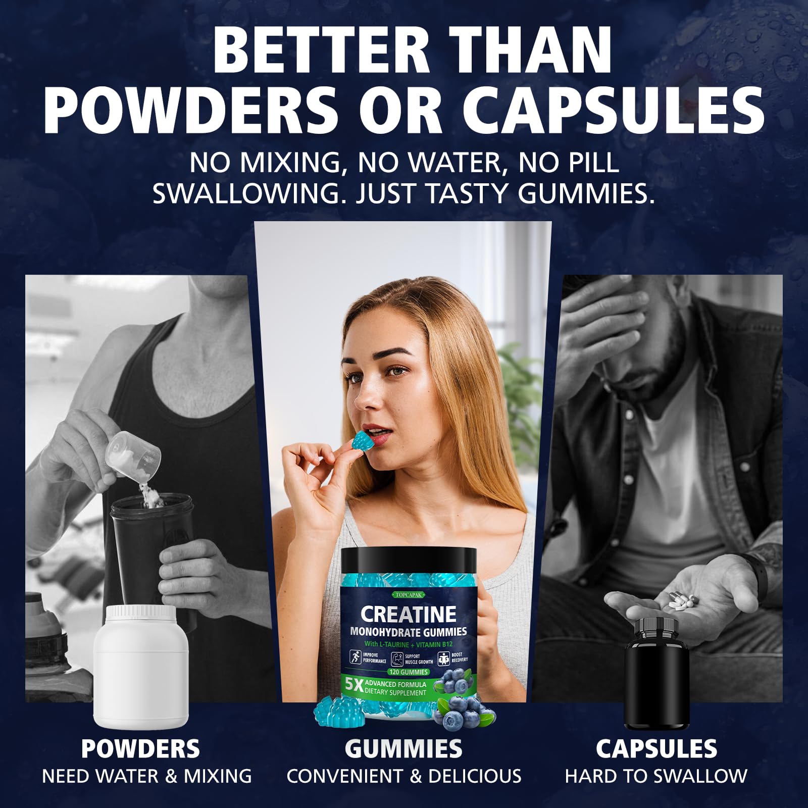 TOPCAPAK Gummies on-the-go bottle fit in gym bag