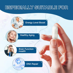TOPCAPAK NAD+ 1000mg ingredients panel showing NR and Resveratrol blend for energy support