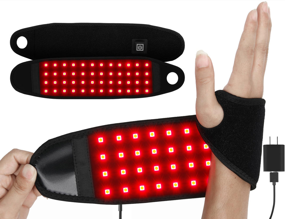 Topcupro red light therapy wristband close-up showing LED beads for wrist relief