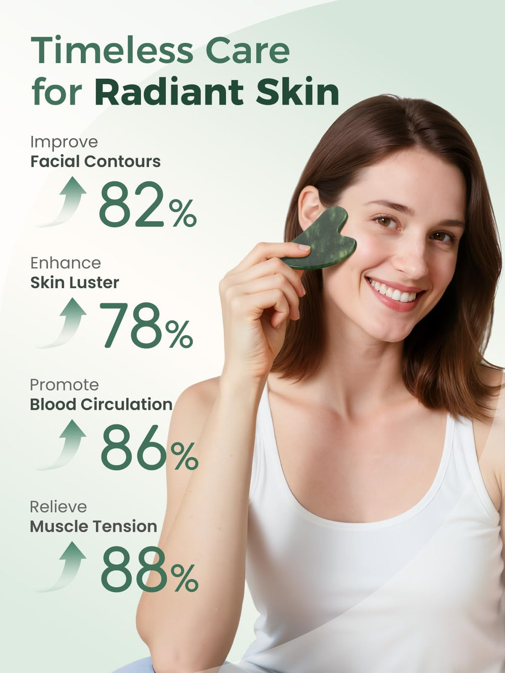 tophld Gua Sha jade natural con textura sedosa para cuidado diario.