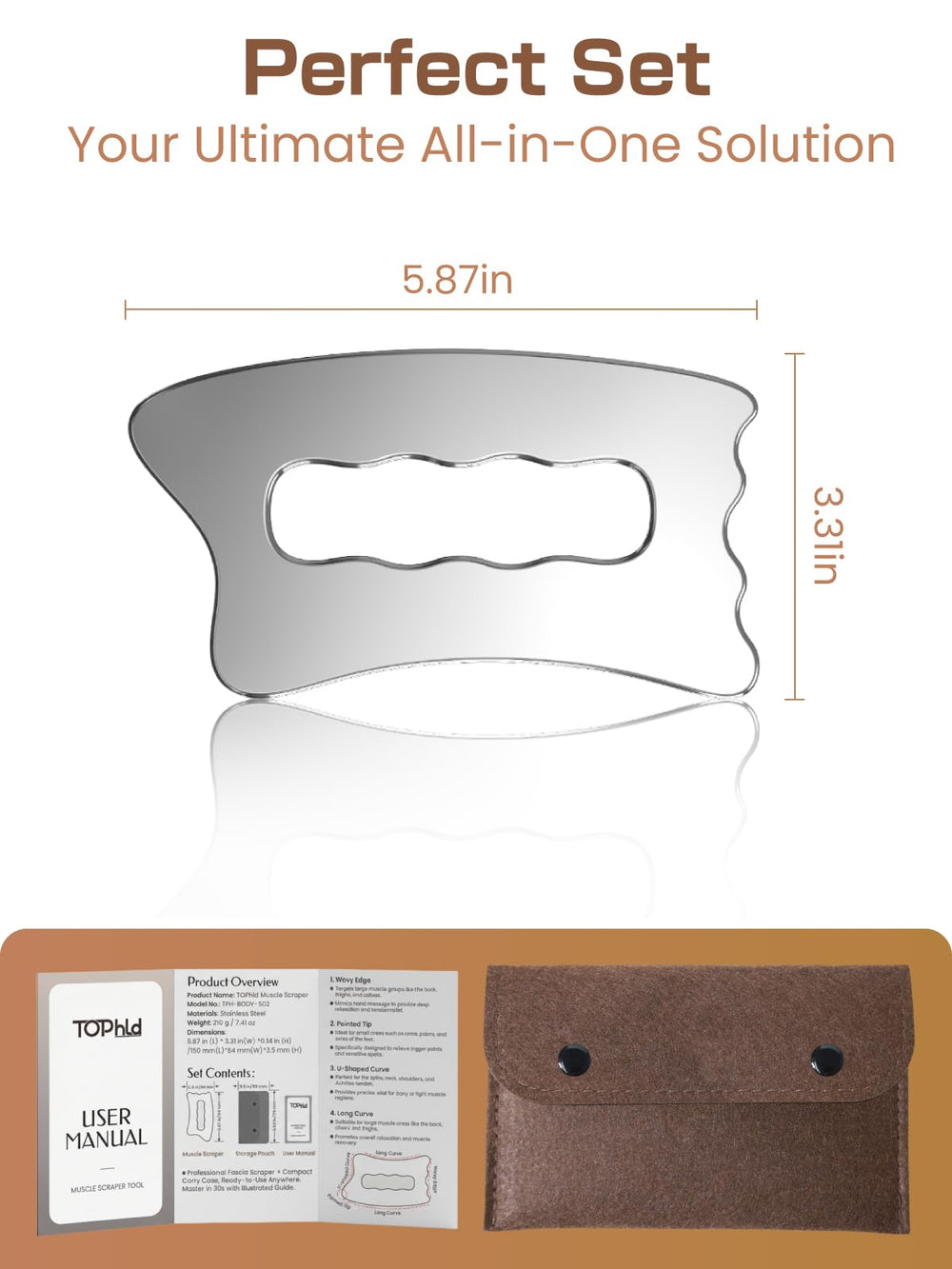 TOPhld myofascial release tool applied to back muscles.