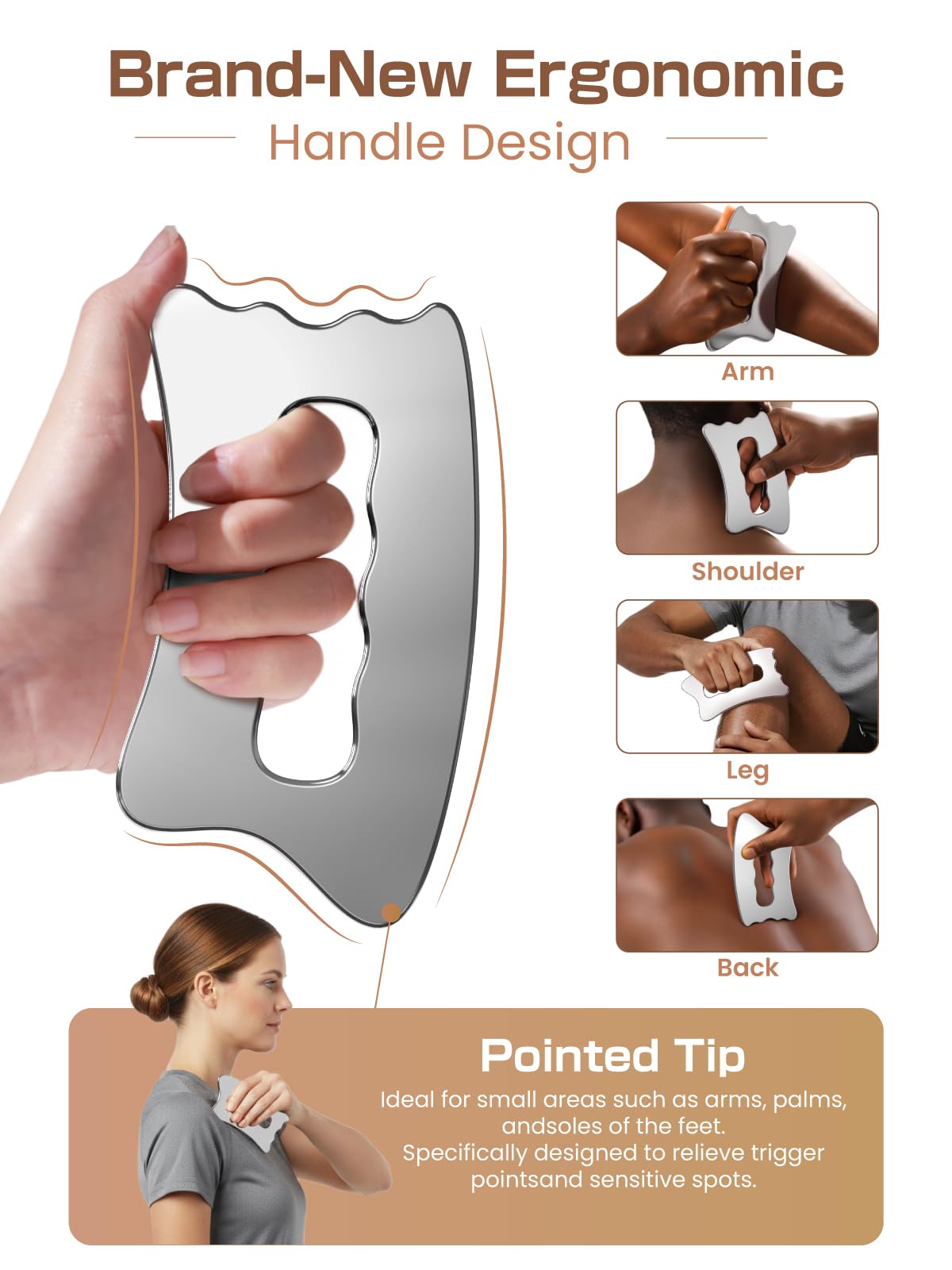 TOPhld muscle scraper tool in use for therapeutic massage on tense areas.
