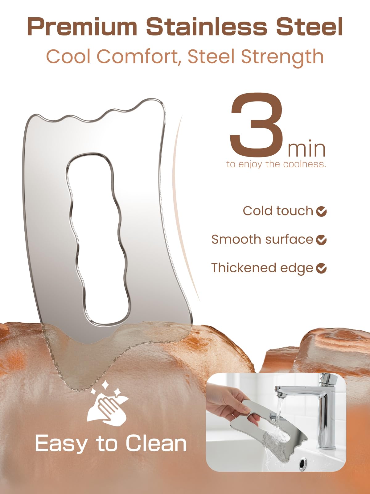 TOPhld tool shown with cooling effect for quick relief after use.