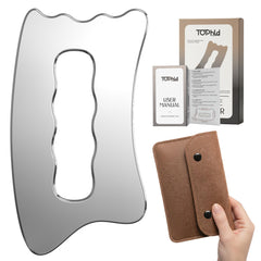 TOPhld muscle scraper tool front view in stainless steel for versatile myofascial release.