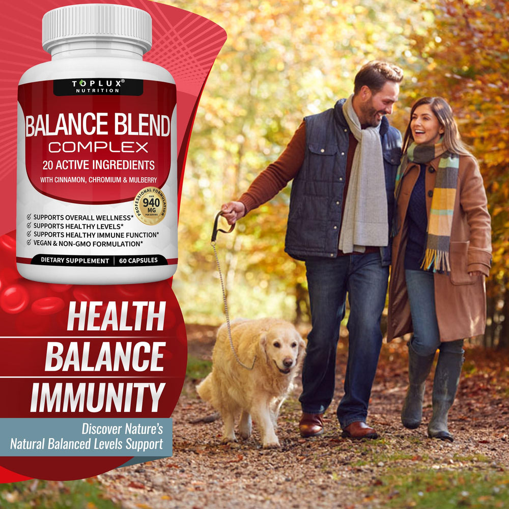 Toplux Balance morning routine scene depicting daily supplement habit.