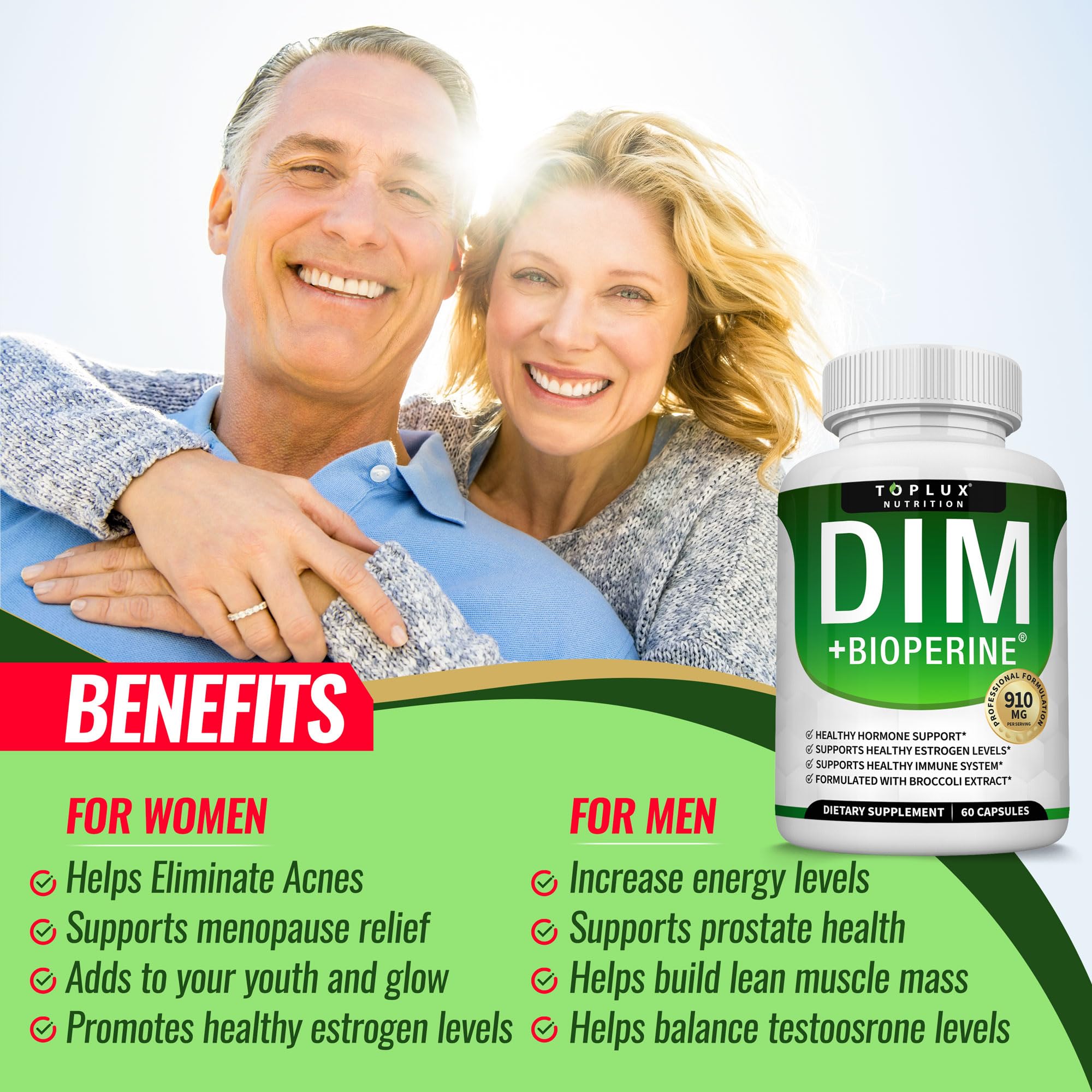 Toplux DIM with broccoli extract underscores natural plant based sourcing.