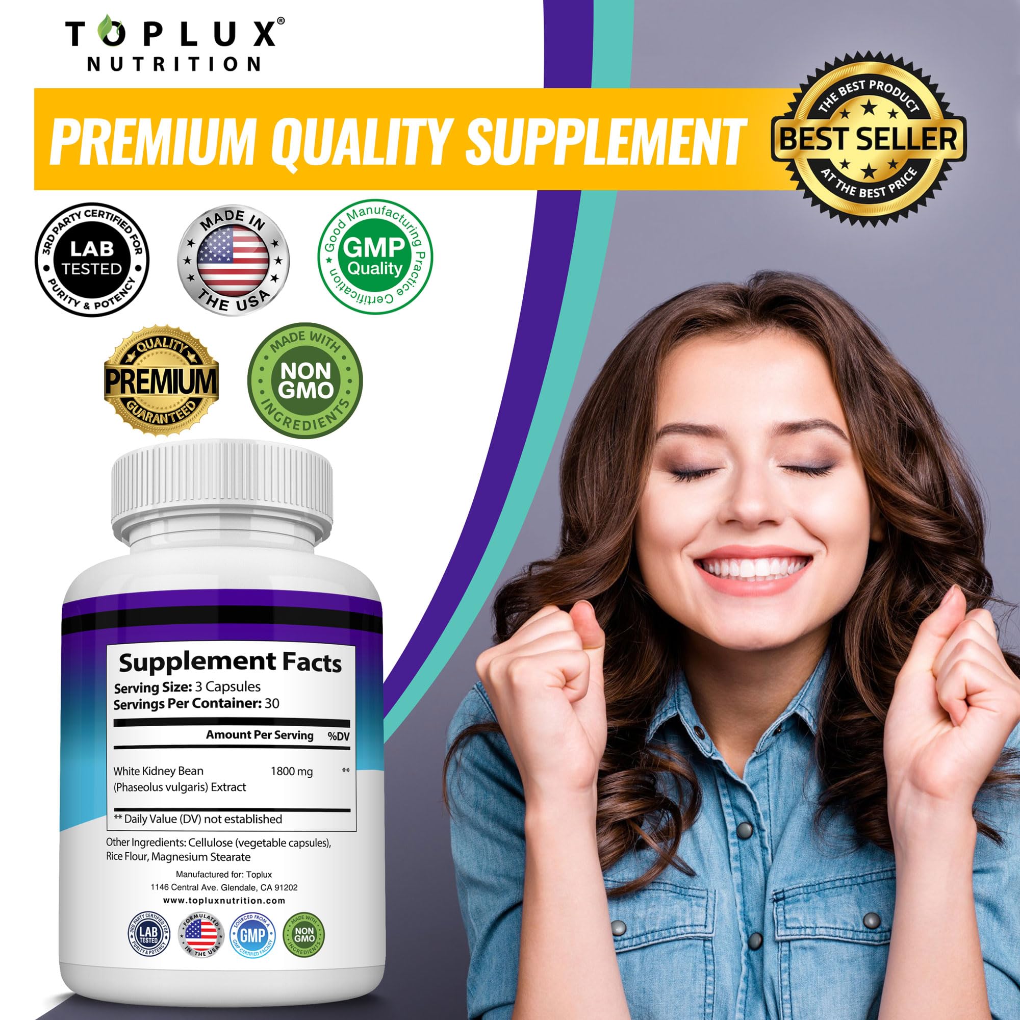 Toplux Keto Blocker bottle in use during meal prep.