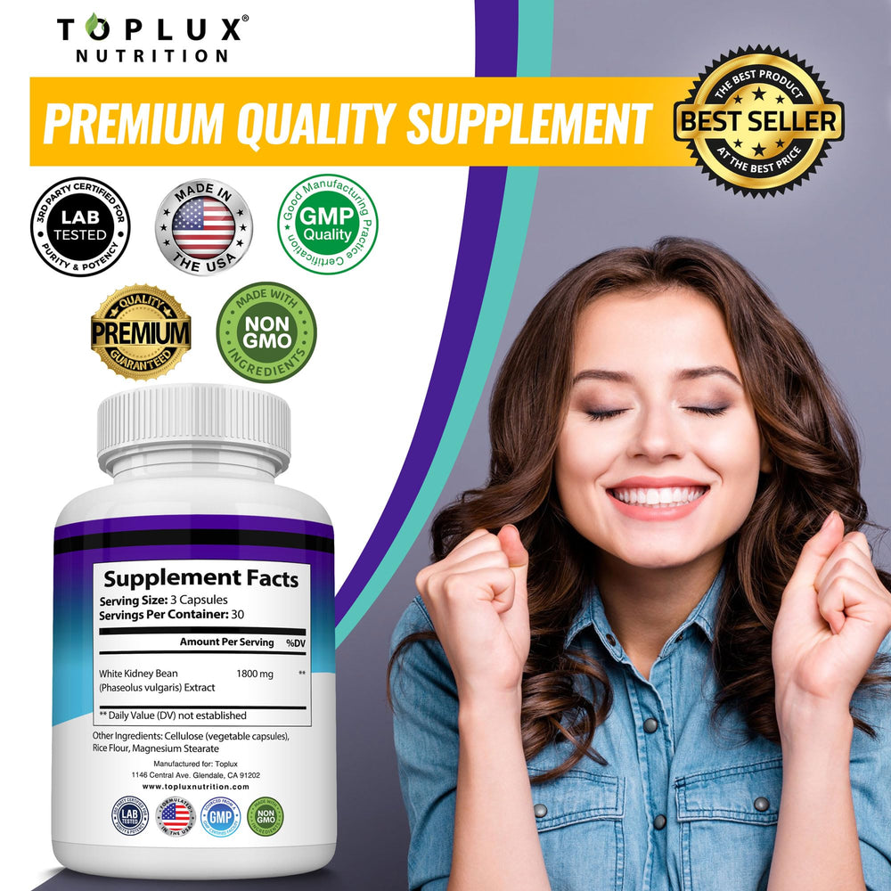 Toplux Keto Blocker bottle in use during meal prep.