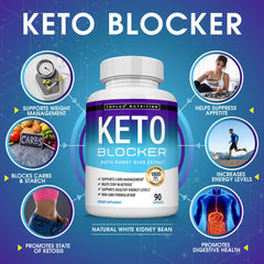 Toplux Keto Blocker capsules closeup highlights 1800 mg white kidney bean extract.