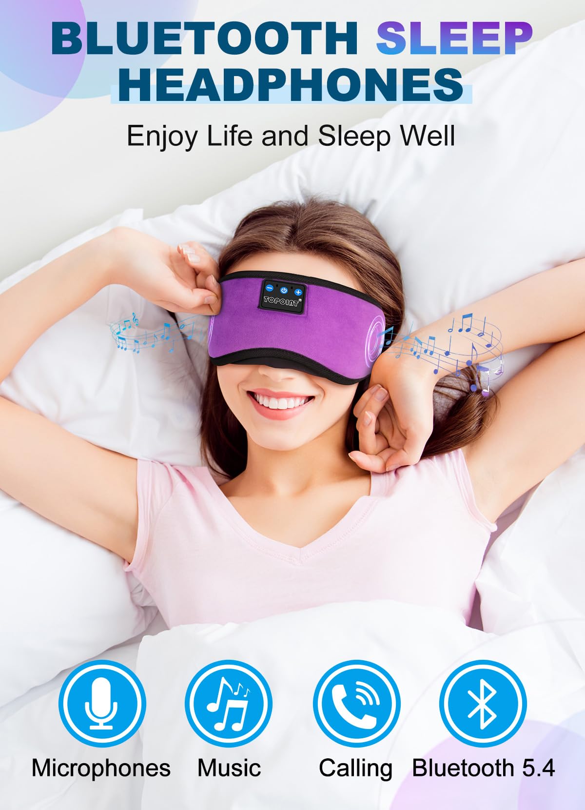 TOPOINT cotton sleep mask 95% soft fabric for comfort.