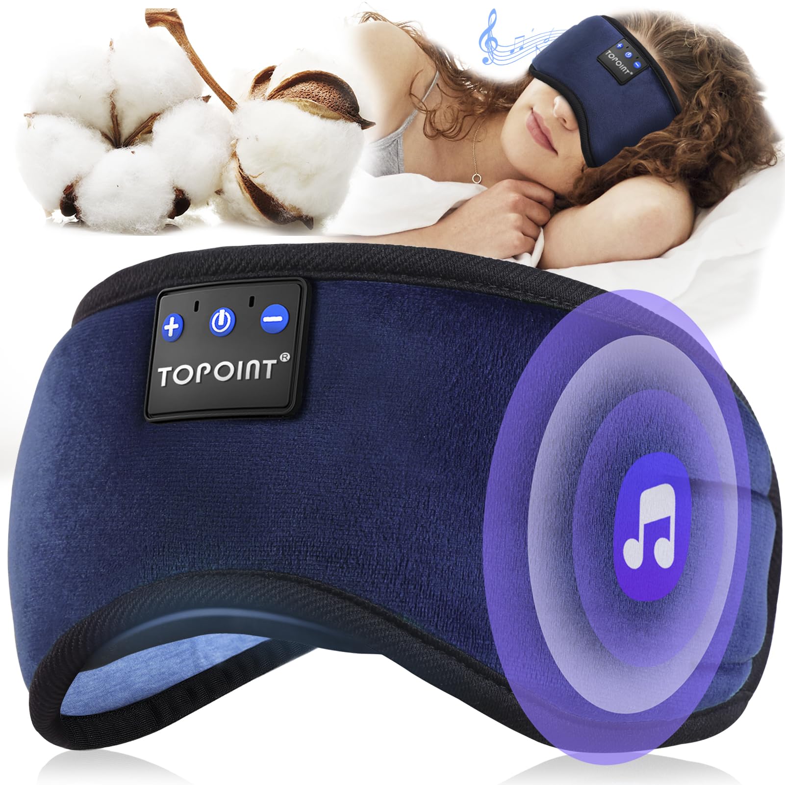 TOPOINT Sleep Headphones secure, comfortable headband for snug fit