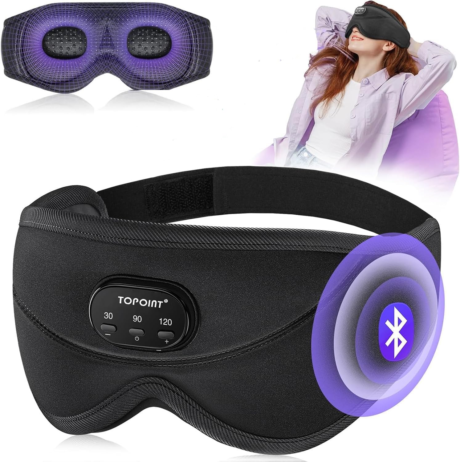 TOPOINT Sleep Mask with 360° light blockage for undisturbed rest while traveling