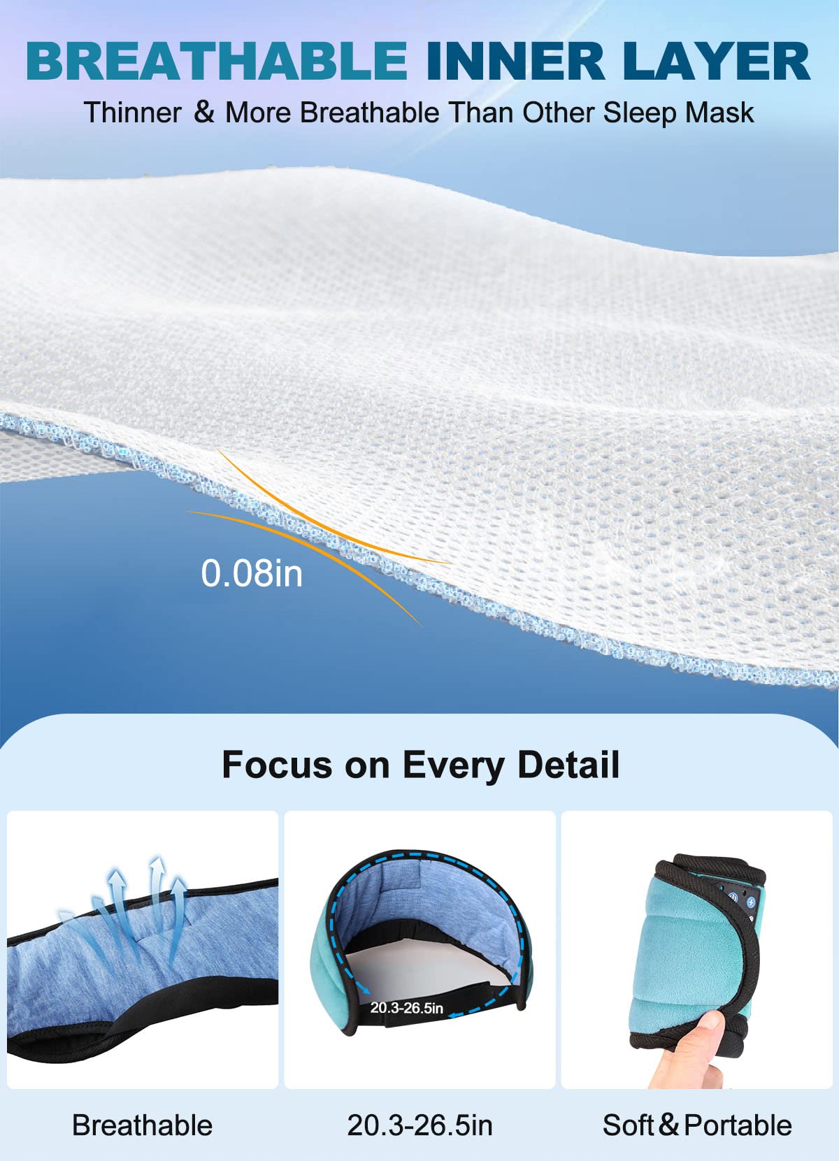 TOPOINT long-lasting battery supports up to 15 hours of uninterrupted sleep.