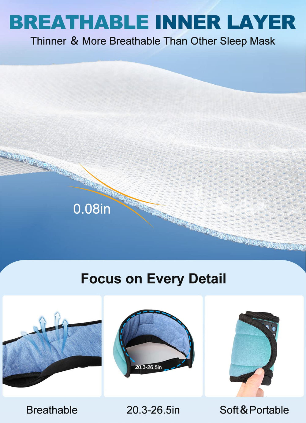TOPOINT long-lasting battery supports up to 15 hours of uninterrupted sleep.