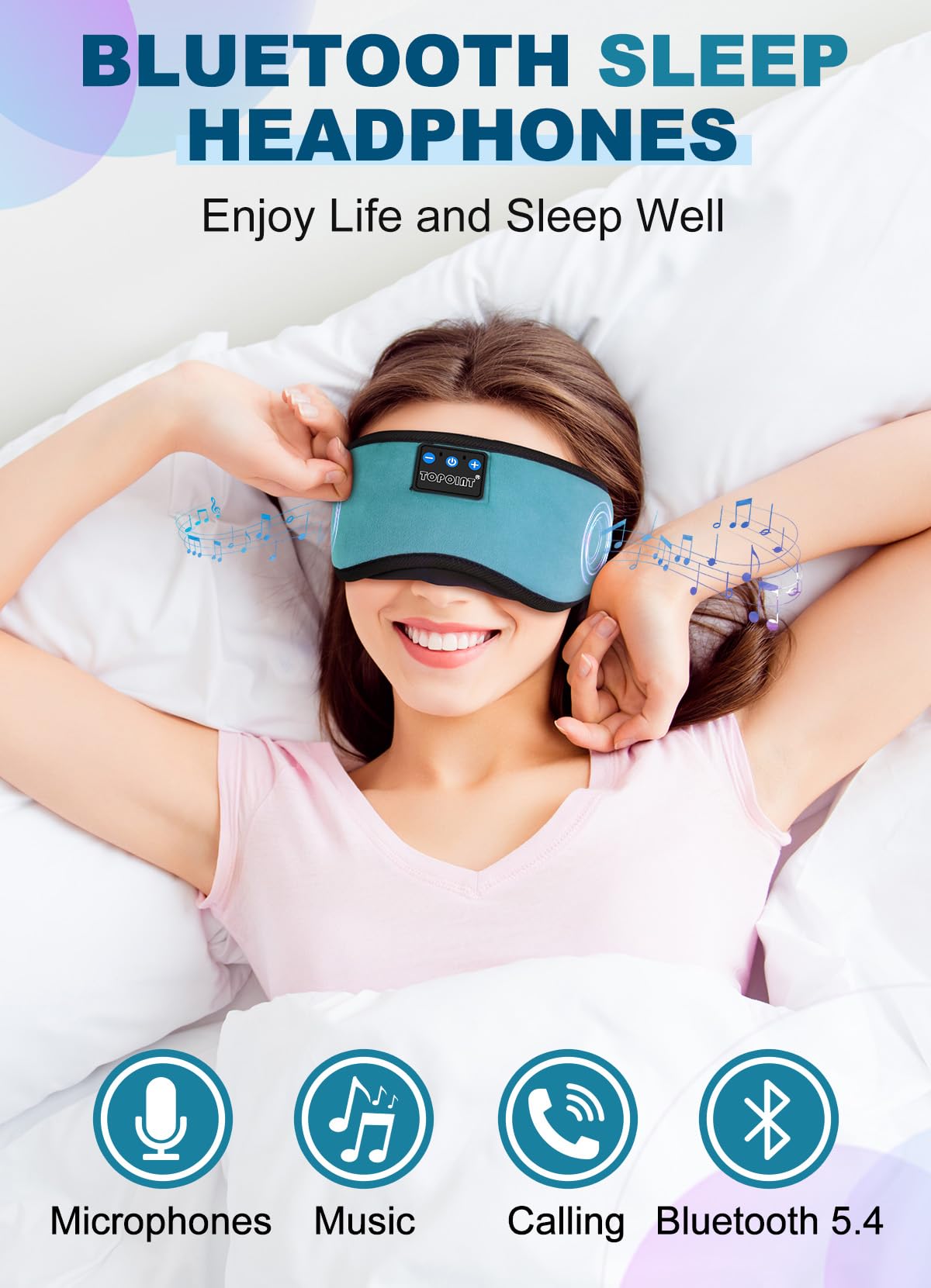 TOPOINT sleep mask uses 95% cotton fabric for gentle comfort.
