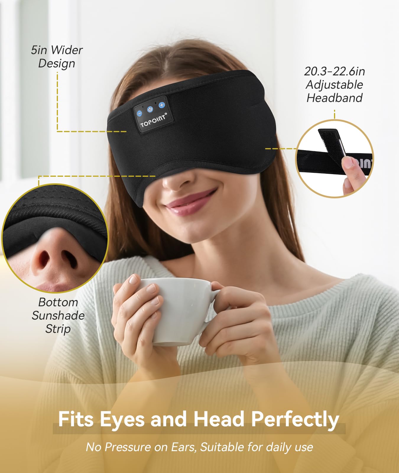 TOPOINT sleep mask made of 95% cotton for soft comfort
