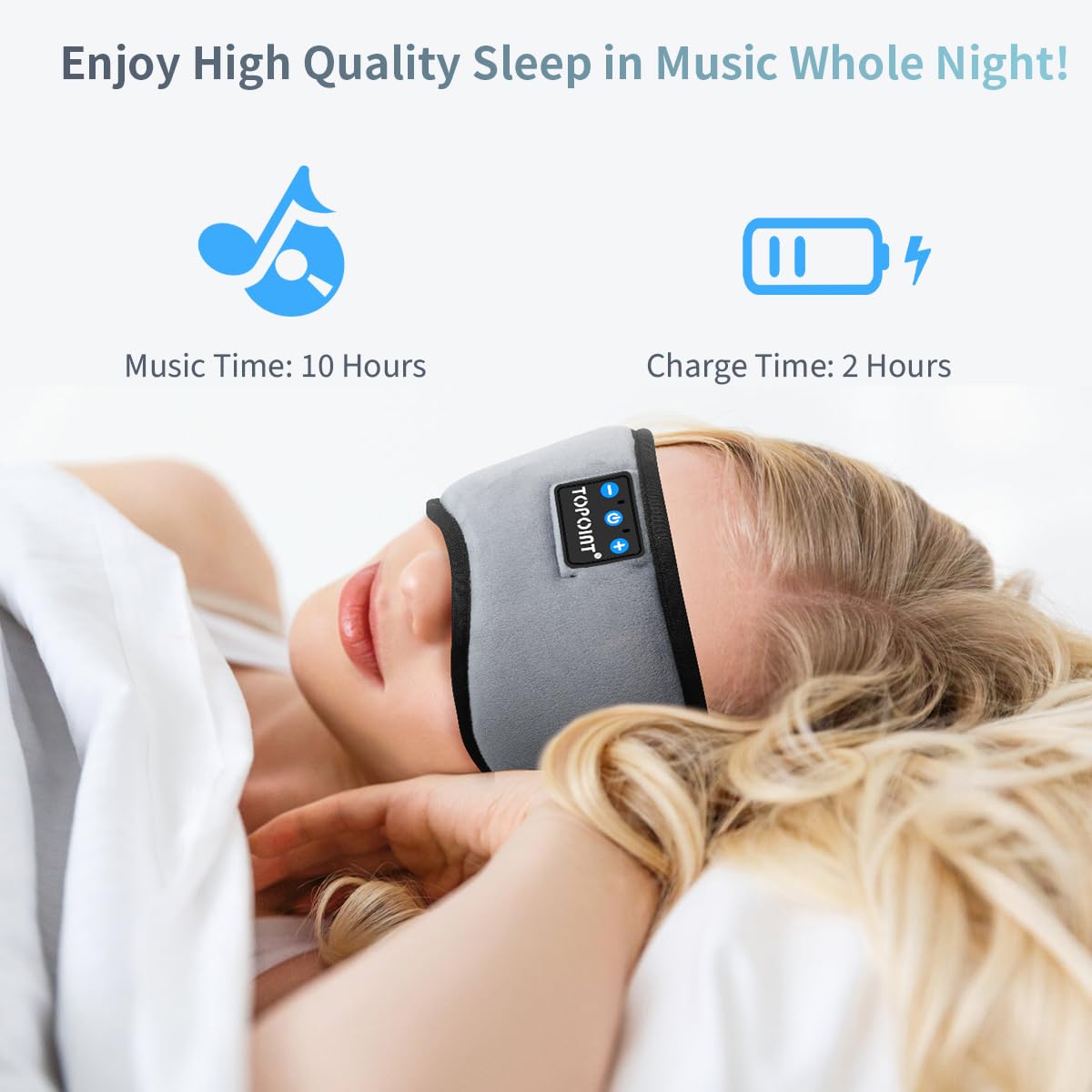 TOPOINT Sleep Mask ear speakers position adaptively for a comfortable fit.