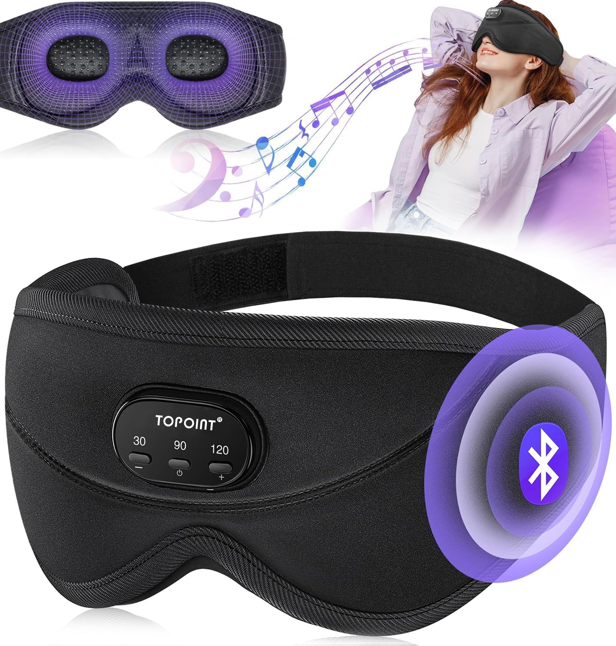 TOPOINT Sleep Mask comfortable fit and eye relief for relaxed sleep