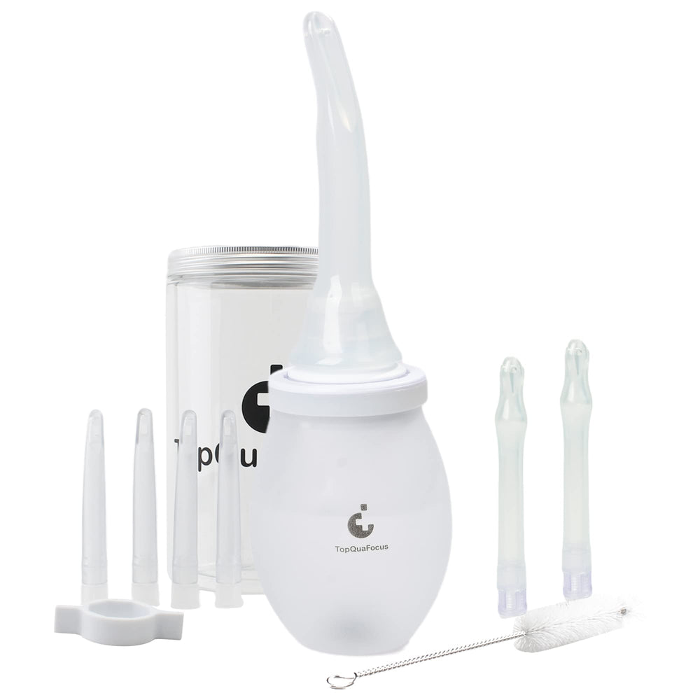 TopQuaFocus enema bulb transparent container for easy liquid visibility.