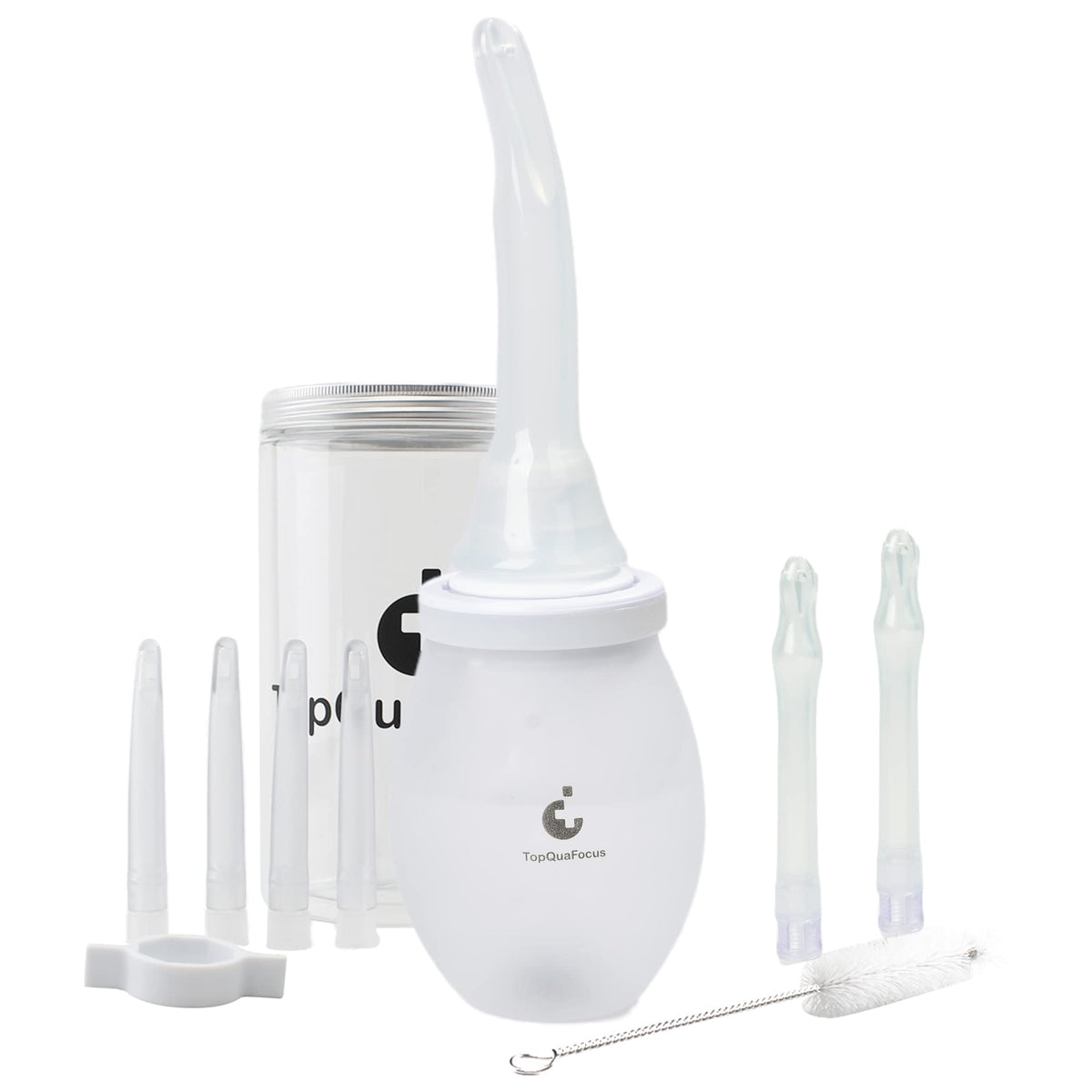 TopQuaFocus enema bulb transparent container for easy liquid visibility.