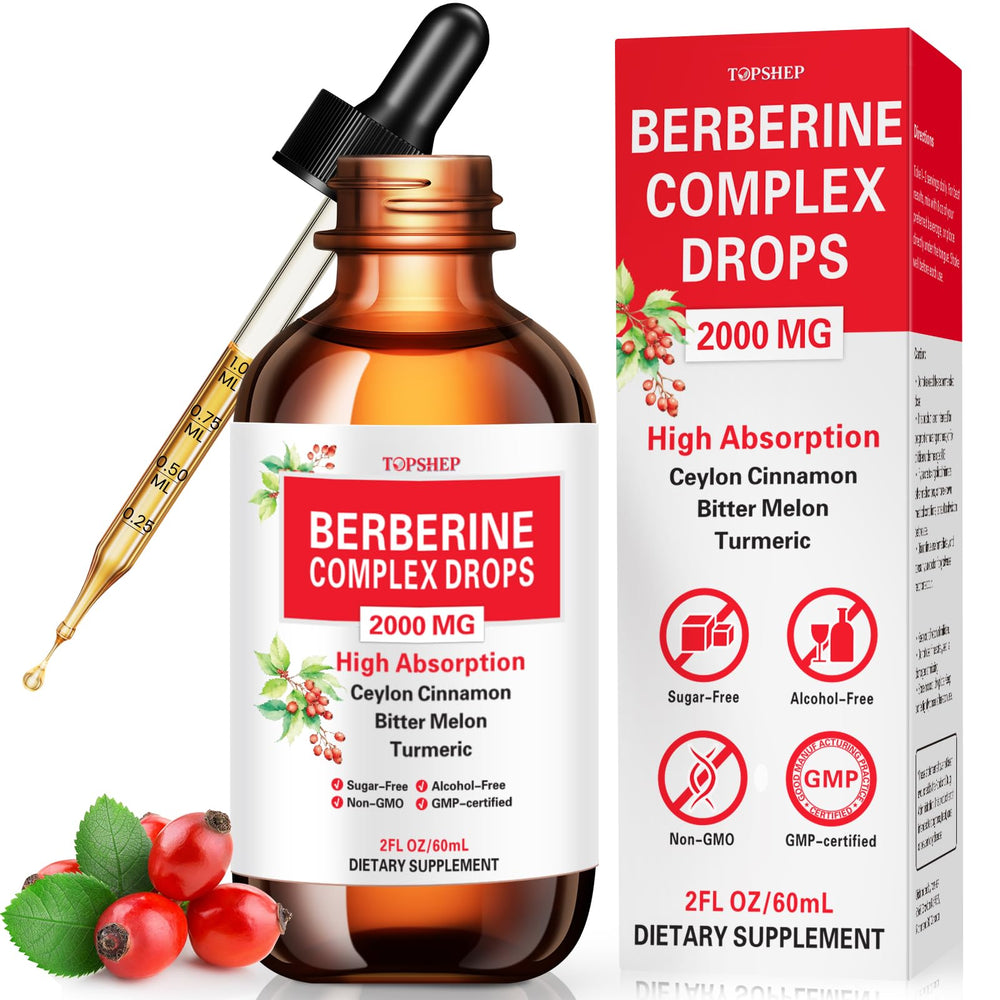 TOPSHEP liposomal berberine HCL drops bottle for convenient daily use