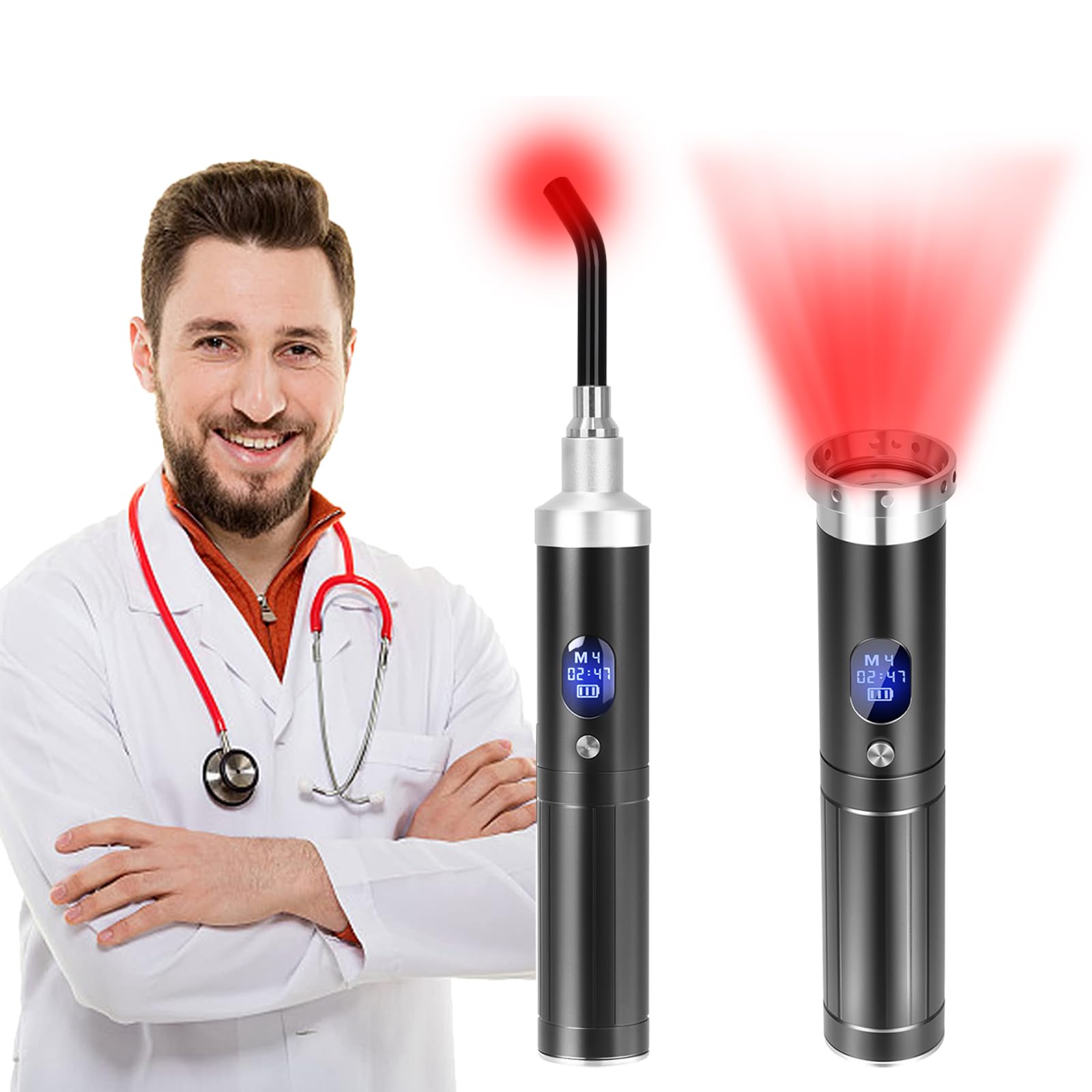 Topvent red light device with face tip attached for facial care
