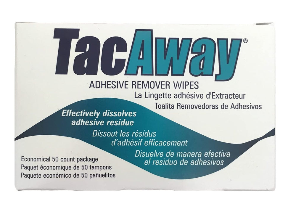 Torbot Tacaway adhesive remover wipe box, non-acetone, ideal for gentle ostomy adhesive removal