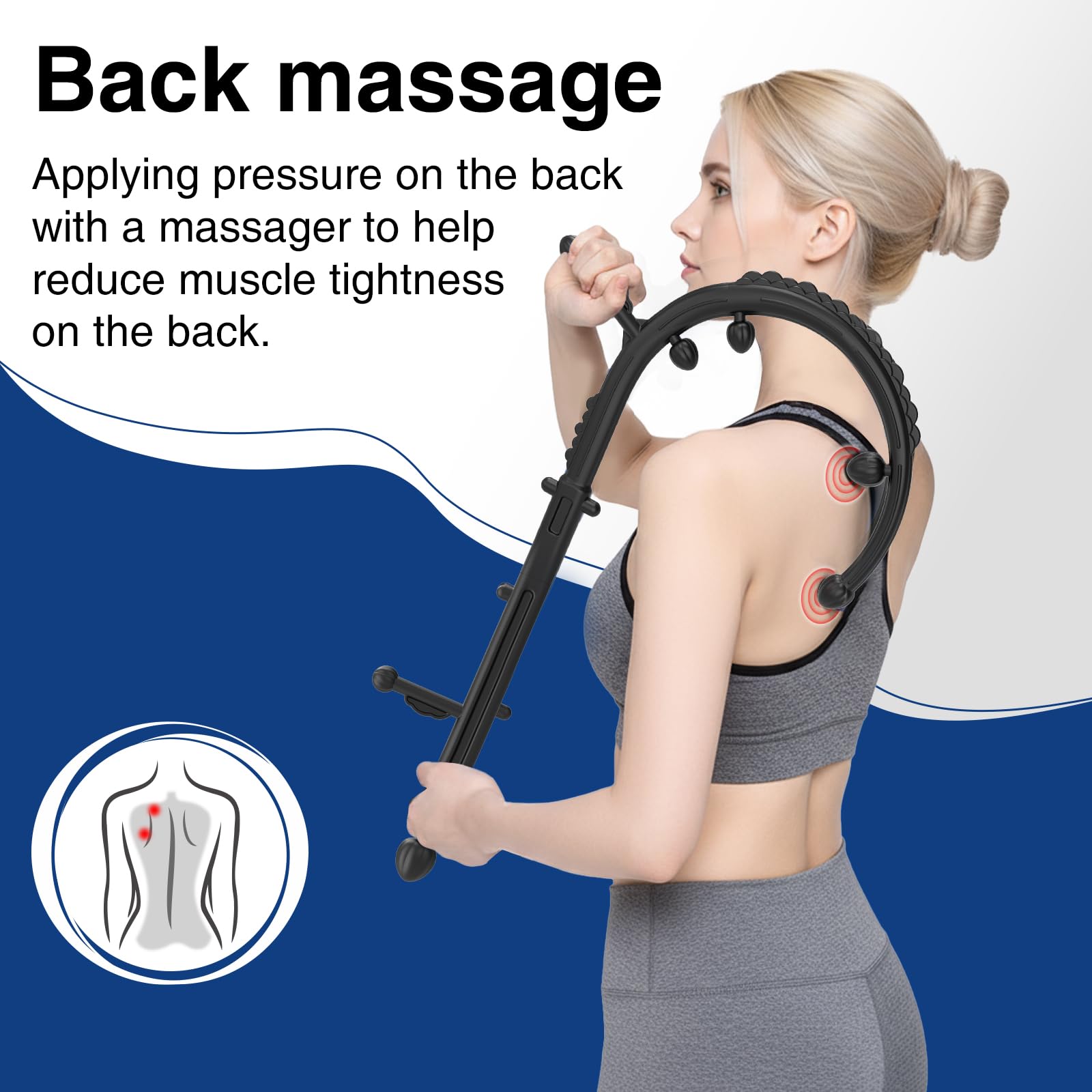 Textured non-slip grips provide steady control during neck and shoulder work.